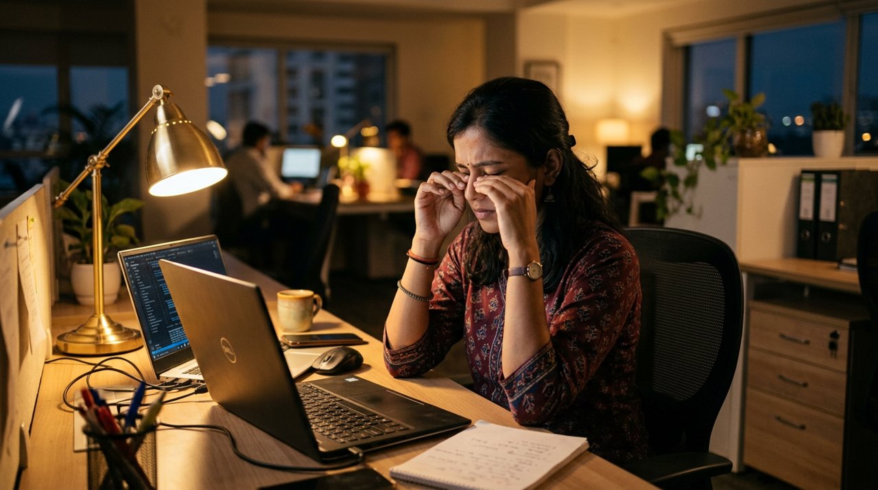 Why do my eyes hurt after hours on the laptop or phone, and how do I fix it?